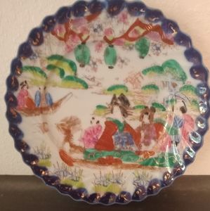 Vintage Hand Painted Blue  Japanese Gaisha Plate